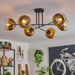 hofstein Plafonnier - Verre 15 cm Koyoto Or, Clair, 6 lumières