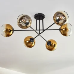 hofstein Plafonnier - Verre 15 cm Koyoto Or, Clair, 6 lumières