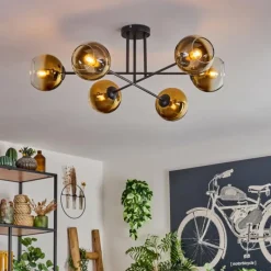 hofstein Plafonnier - Verre 15 cm Koyoto Or, Clair, 6 lumières