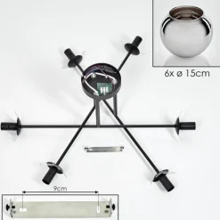 hofstein Plafonnier - Verre 15 cm Koyoto Chrome, 6 lumières