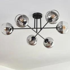 hofstein Plafonnier - Verre 15 cm Koyoto Clair, Fumé, 6 lumières