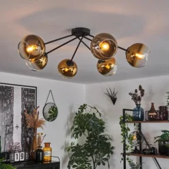 hofstein Plafonnier - Verre 15 cm Koyoto Or, Clair, 6 lumières