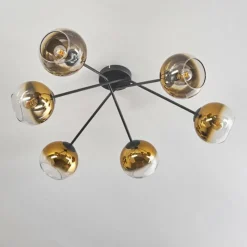 hofstein Plafonnier - Verre 15 cm Koyoto Or, Clair, 6 lumières