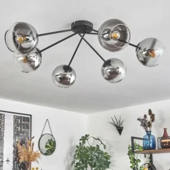 hofstein Plafonnier - Verre 15 cm Koyoto Chrome, Clair, 6 lumières