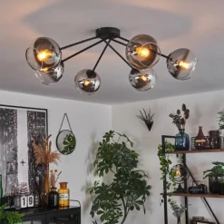 hofstein Plafonnier - Verre 15 cm Koyoto Chrome, Clair, 6 lumières