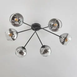 hofstein Plafonnier - Verre 15 cm Koyoto Chrome, Clair, 6 lumières