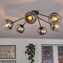 hofstein Plafonnier - Verre 15 cm Koyoto Chrome, Clair, 6 lumières