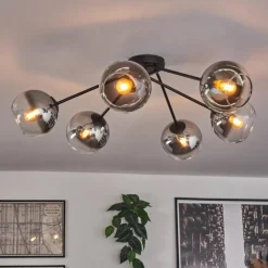 Suspension Verre Fumé-hofstein Plafonnier - Verre 15 cm Koyoto Clair, Fumé, 6 lumières