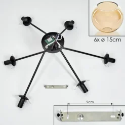 hofstein Plafonnier - Verre 15 cm Koyoto Ambre, 6 lumières