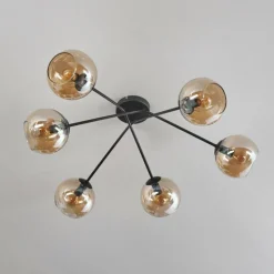 hofstein Plafonnier - Verre 15 cm Koyoto Ambre, 6 lumières