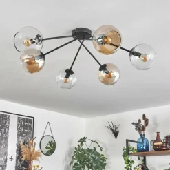 hofstein Plafonnier - Verre 15 cm Koyoto Ambre, Clair, 6 lumières