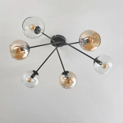 hofstein Plafonnier - Verre 15 cm Koyoto Ambre, Clair, 6 lumières