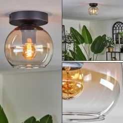 hofstein Plafonnier - Verre 15 cm Koyoto Ambre, Clair, 1 lumière