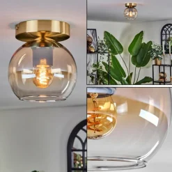 hofstein Plafonnier - Verre 15 cm Koyoto Ambre, Clair, 1 lumière