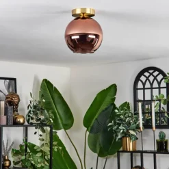 hofstein Plafonnier - Verre 20 cm Koyoto Or, Noir, 1 lumière