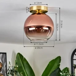 hofstein Plafonnier - Verre 20 cm Koyoto Or, Noir, 1 lumière