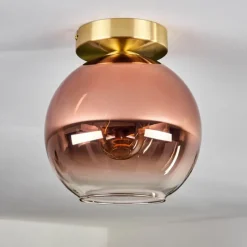 hofstein Plafonnier - Verre 20 cm Koyoto Or, Noir, 1 lumière