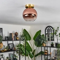 hofstein Plafonnier - Verre 20 cm Koyoto Or, Noir, 1 lumière