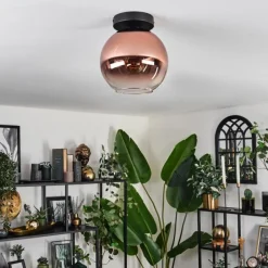 hofstein Plafonnier - Verre 20 cm Koyoto Clair, Cuivré, 1 lumière