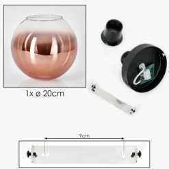 hofstein Plafonnier - Verre 20 cm Koyoto Clair, Cuivré, 1 lumière