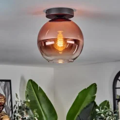 hofstein Plafonnier - Verre 20 cm Koyoto Clair, Cuivré, 1 lumière