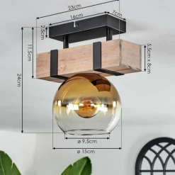 Lampes Dorées-hofstein Plafonnier - Verre 15 cm Montgomery Écru, Noir, 1 lumière