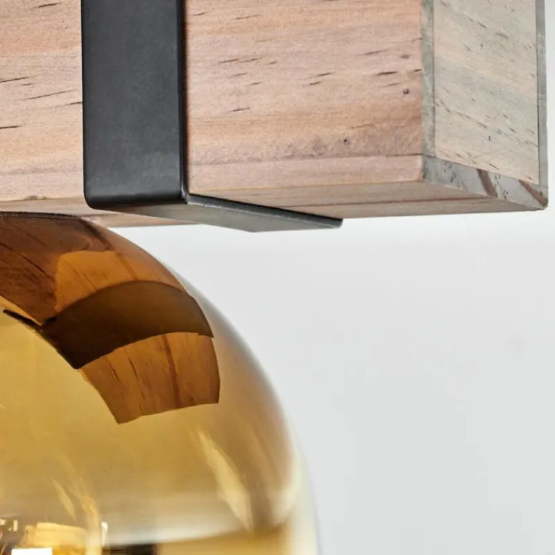 Lampes Dorées-hofstein Plafonnier - Verre 15 cm Montgomery Écru, Noir, 1 lumière