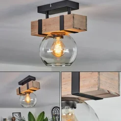 hofstein Plafonnier - Verre 15 cm Montgomery Écru, Noir, 1 lumière