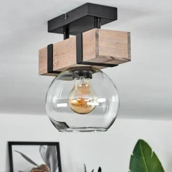 hofstein Plafonnier - Verre 15 cm Montgomery Écru, Noir, 1 lumière