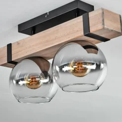 hofstein Plafonnier - Verre 15 cm Montgomery Écru, Noir, 2 lumières