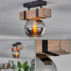 hofstein Plafonnier - Verre 15 cm Montgomery Écru, Noir, 1 lumière