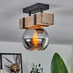 hofstein Plafonnier - Verre 15 cm Montgomery Écru, Noir, 1 lumière