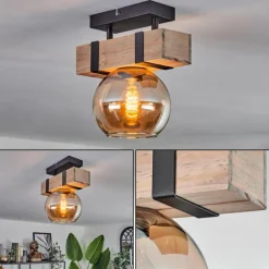 hofstein Plafonnier - Verre 15 cm Montgomery Écru, Noir, 1 lumière