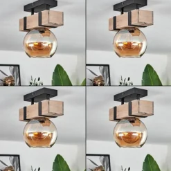 hofstein Plafonnier - Verre 15 cm Montgomery Écru, Noir, 1 lumière