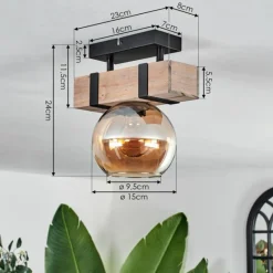 hofstein Plafonnier - Verre 15 cm Montgomery Écru, Noir, 1 lumière