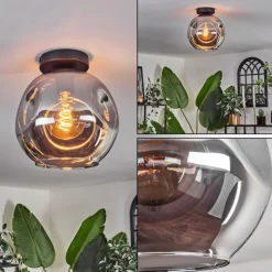 hofstein Plafonnier - Verre 25 cm Ripoll Fumé, 1 lumière
