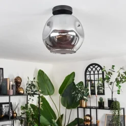 hofstein Plafonnier - Verre 25 cm Ripoll Fumé, 1 lumière