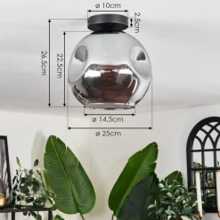 hofstein Plafonnier - Verre 25 cm Ripoll Fumé, 1 lumière