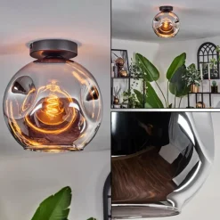 hofstein Plafonnier - Verre 25 cm Ripoll Chrome, 1 lumière