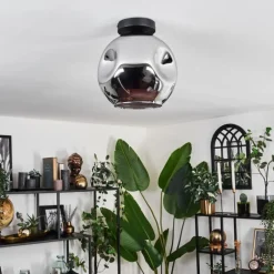 hofstein Plafonnier - Verre 25 cm Ripoll Chrome, 1 lumière