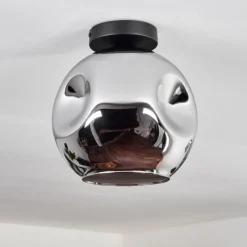 hofstein Plafonnier - Verre 25 cm Ripoll Chrome, 1 lumière