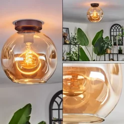 hofstein Plafonnier - Verre 25 cm Ripoll Ambre, 1 lumière