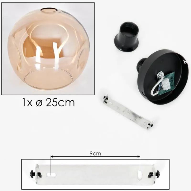 hofstein Plafonnier - Verre 25 cm Ripoll Ambre, 1 lumière