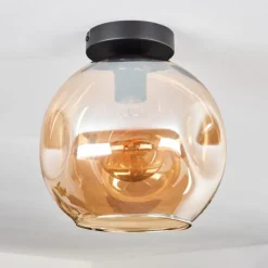 hofstein Plafonnier - Verre 25 cm Ripoll Ambre, 1 lumière