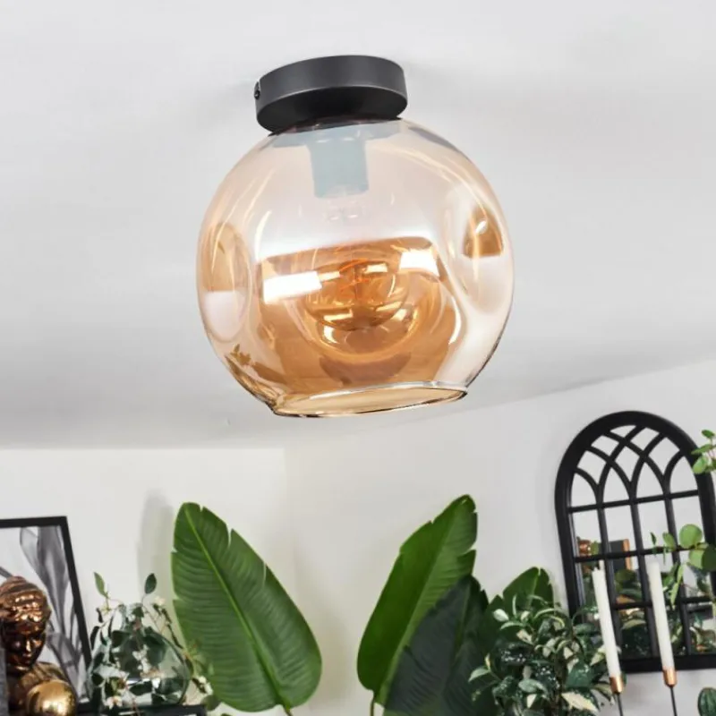 hofstein Plafonnier - Verre 25 cm Ripoll Ambre, 1 lumière