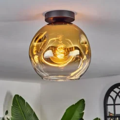 hofstein Plafonnier - Verre 25 cm Ripoll Or, Clair, 1 lumière