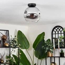 hofstein Plafonnier - Verre 25 cm Ripoll Chrome, Clair, 1 lumière