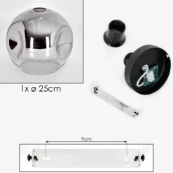 hofstein Plafonnier - Verre 25 cm Ripoll Chrome, Clair, 1 lumière