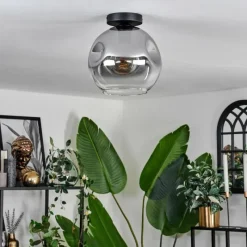hofstein Plafonnier - Verre 25 cm Ripoll Clair, Fumé, 1 lumière