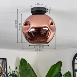 hofstein Plafonnier - Verre 25 cm Ripoll Cuivré, 1 lumière